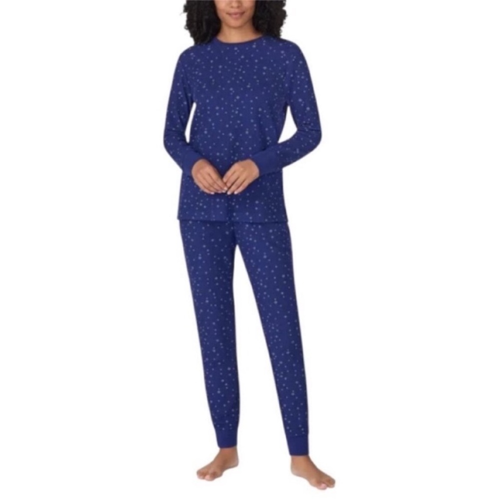 Midnight by Carole Hochman Blue and White Print Pajama Set Size Small